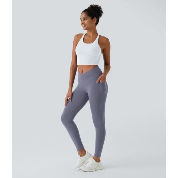 Halara Softlyzero Crossover Pocket 7/8 Leggings Light Gray Violet S NEW/NWT!! - Picture 1 of 14